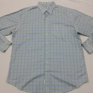 Peter Millar Gingham Check Nanoluxe Blue Shirt XL